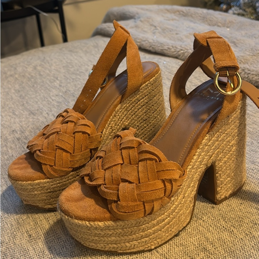 Brown Platform Woven Sandals